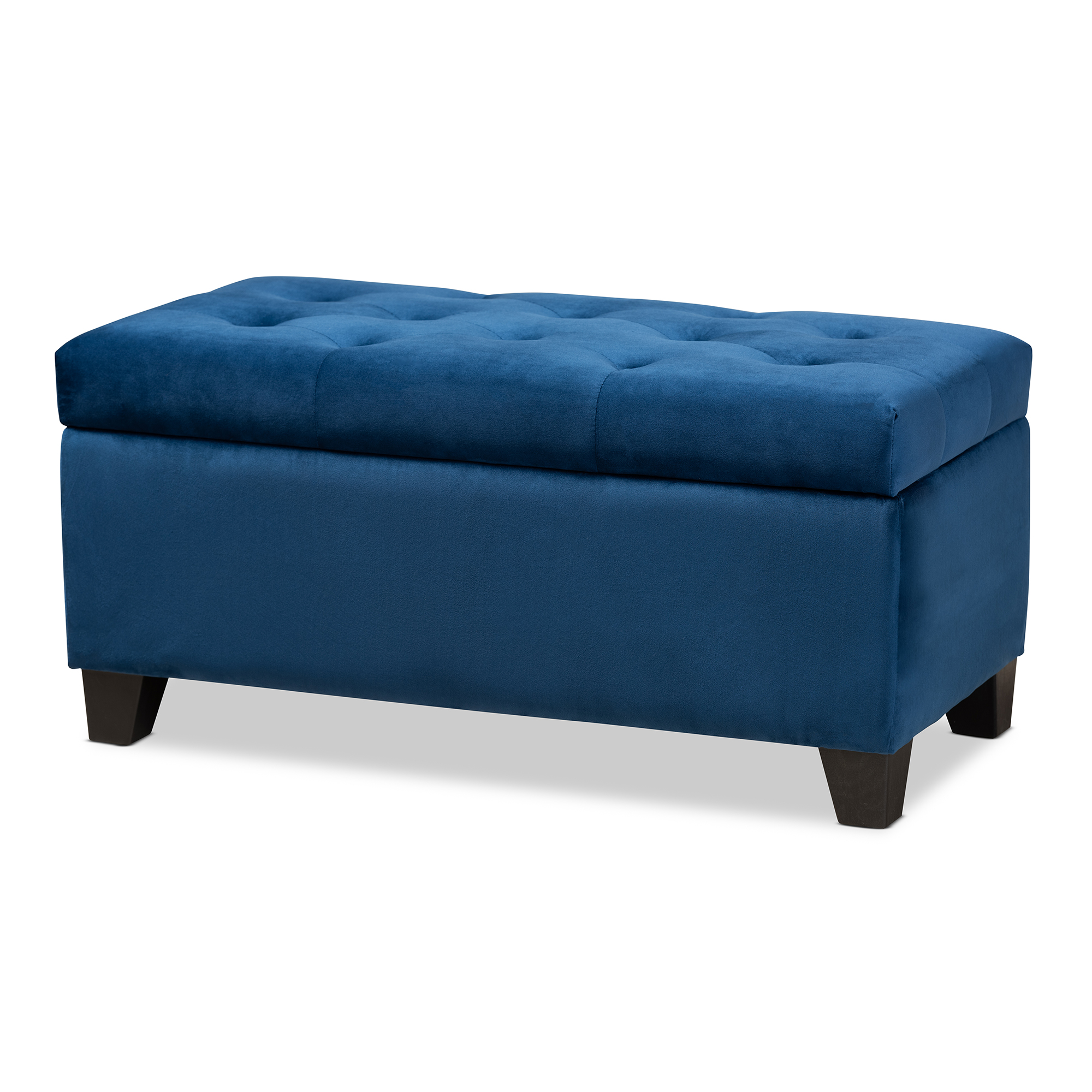 Baxton Studio Michaela Modern and Contemporary Navy Blue Velvet Fabric Upholstered Storage Ottoman